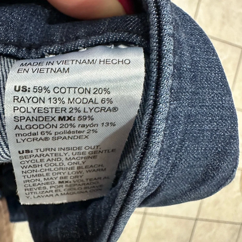 Chico's Dark Navy Cropped Wide-Leg Jeans with Button Accents - Picture 4 of 5